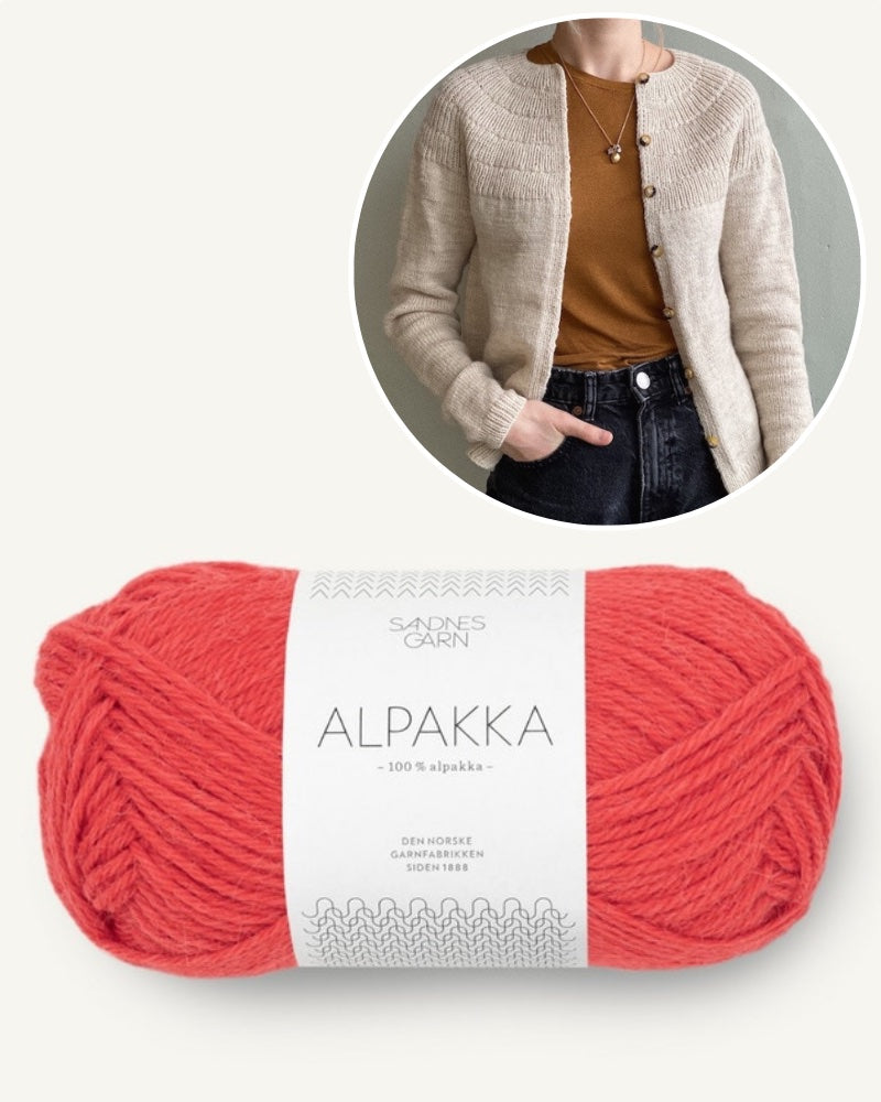 PetiteKnit Ankers Cardigan aus Alpakka von Sandnes Garn poppy