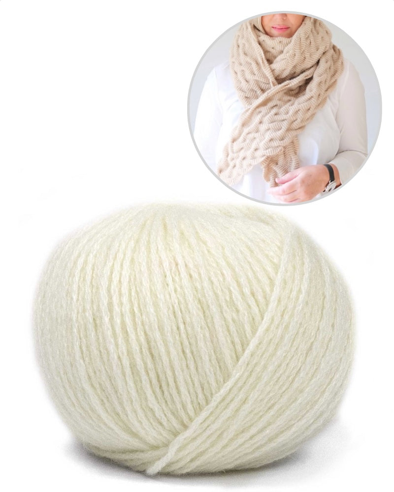 ChrisBerlin Focaccia Shawl mit Bio Cashmere 6/28 wollweiss
