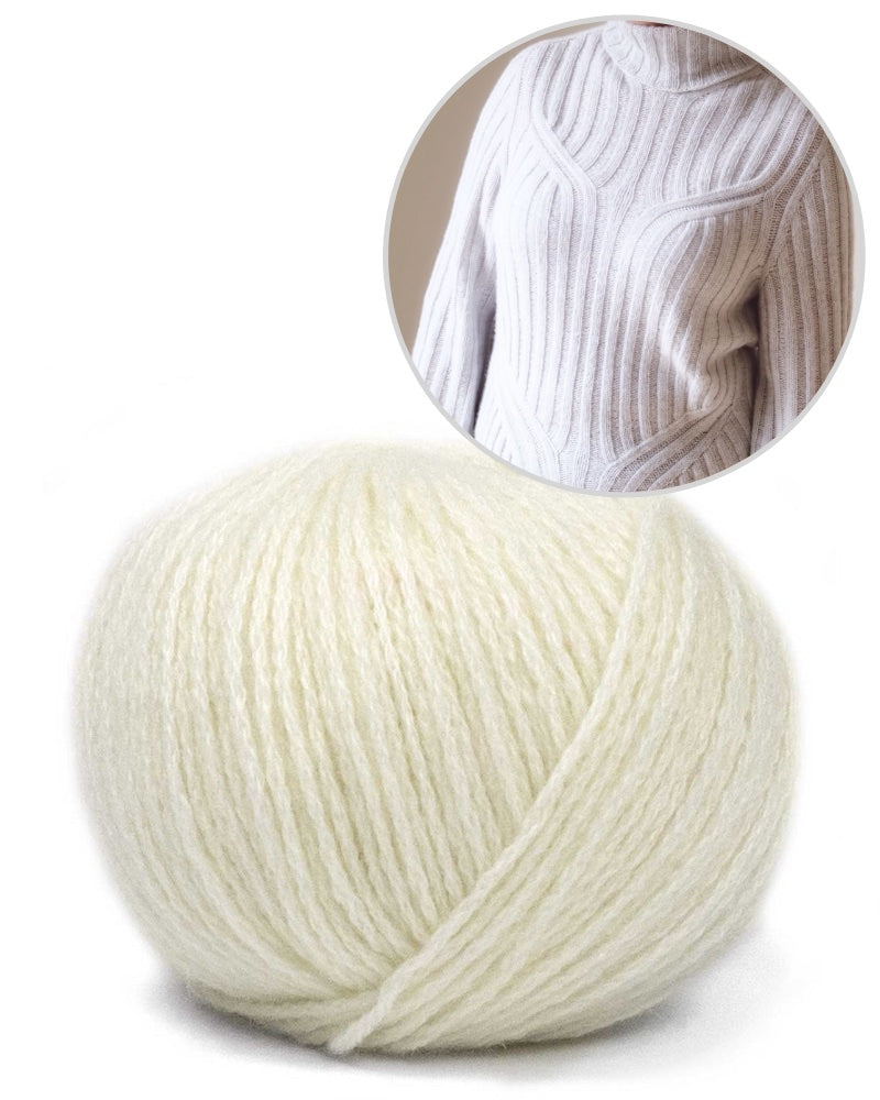Garnpaket Pure Turtle Sweater gestrickt mit Pascuali Cashmere in wollweiss