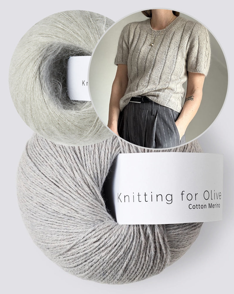 Braidy Loop Tee | bezaubernde Schulter mit Zopfmuster aus Cotton Merino und Soft Silk Mohair von Knitting for Olive