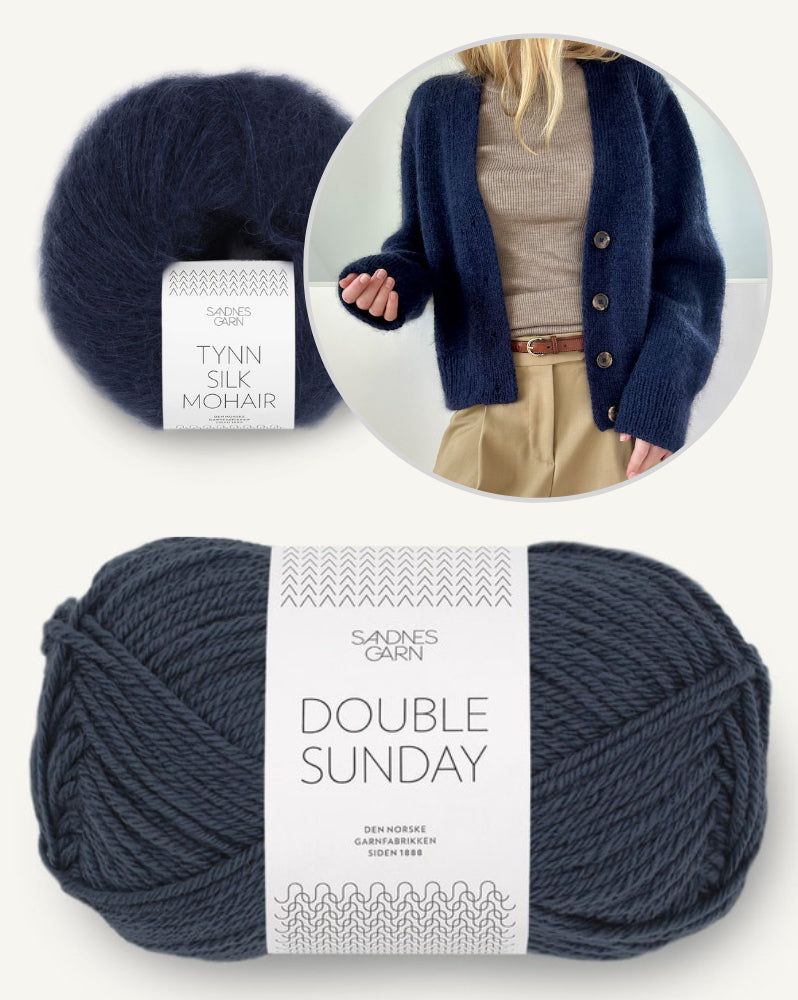 Chunky Mouline Cardigan von LeKnit mit Double Sunday und Tynn Silk Mohair von Sandnes Garn 8