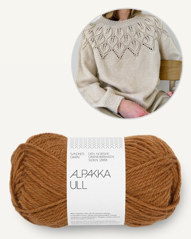 Ella Sweater | feines Blattmuster aus Alpakka Ull von Sandnes Garn