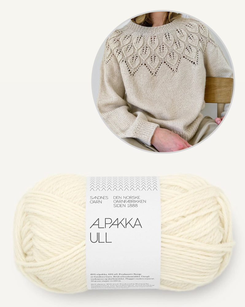 Ella Sweater | feines Blattmuster aus Alpakka Ull von Sandnes Garn