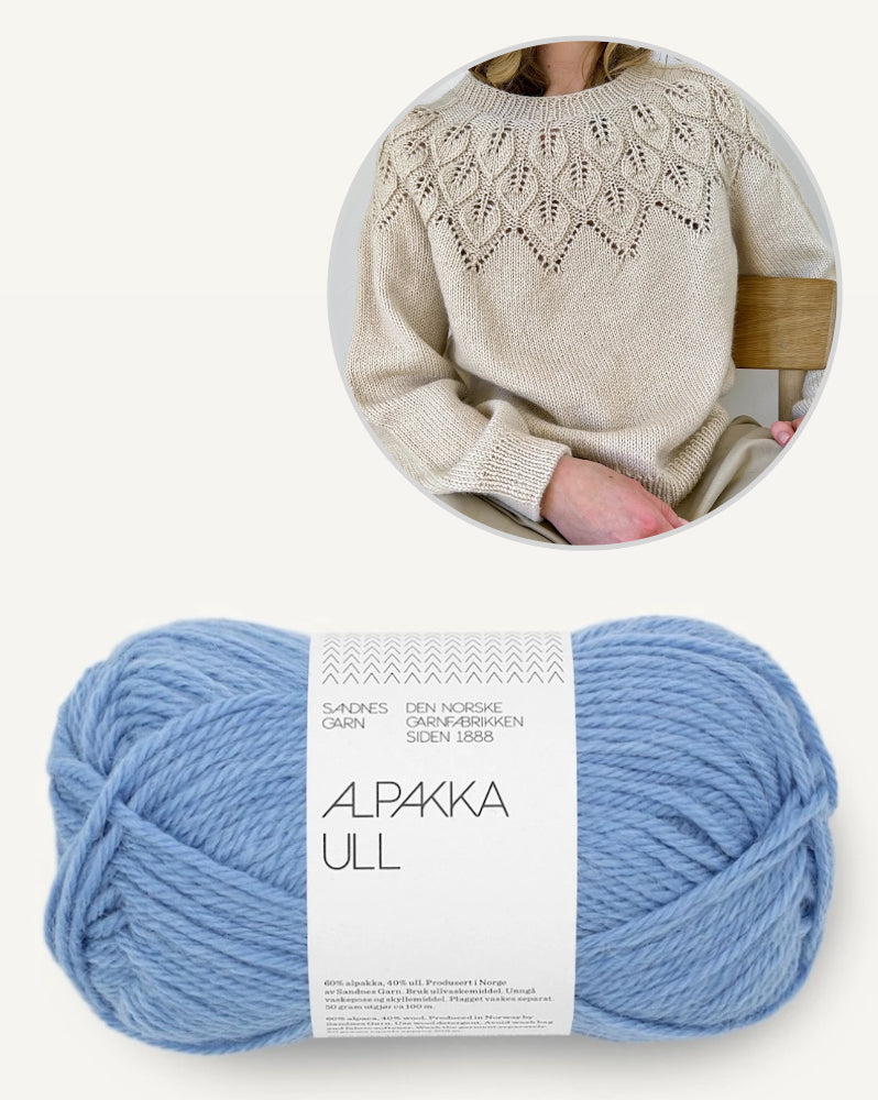 Ella Sweater | feines Blattmuster aus Alpakka Ull von Sandnes Garn