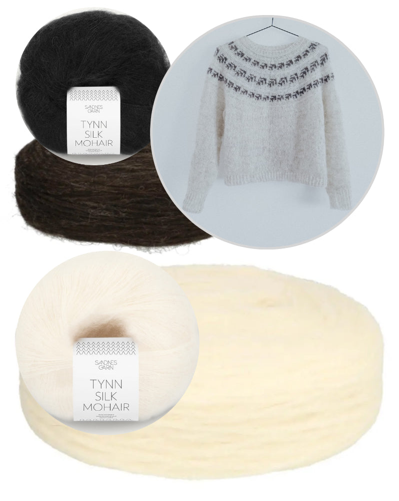 Fernlys Sweater | zart schimmerndes Blattmuster aus Plötulopi und Tynn Silk Mohair