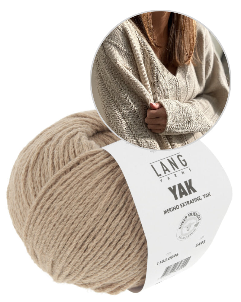 Flow Loop V-Neck | lässige Strukturmusterstreifen aus Yak von Lang Yarns