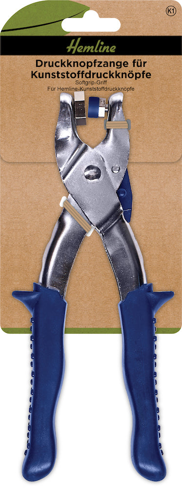 Snap pliers for plastic snap fasteners
