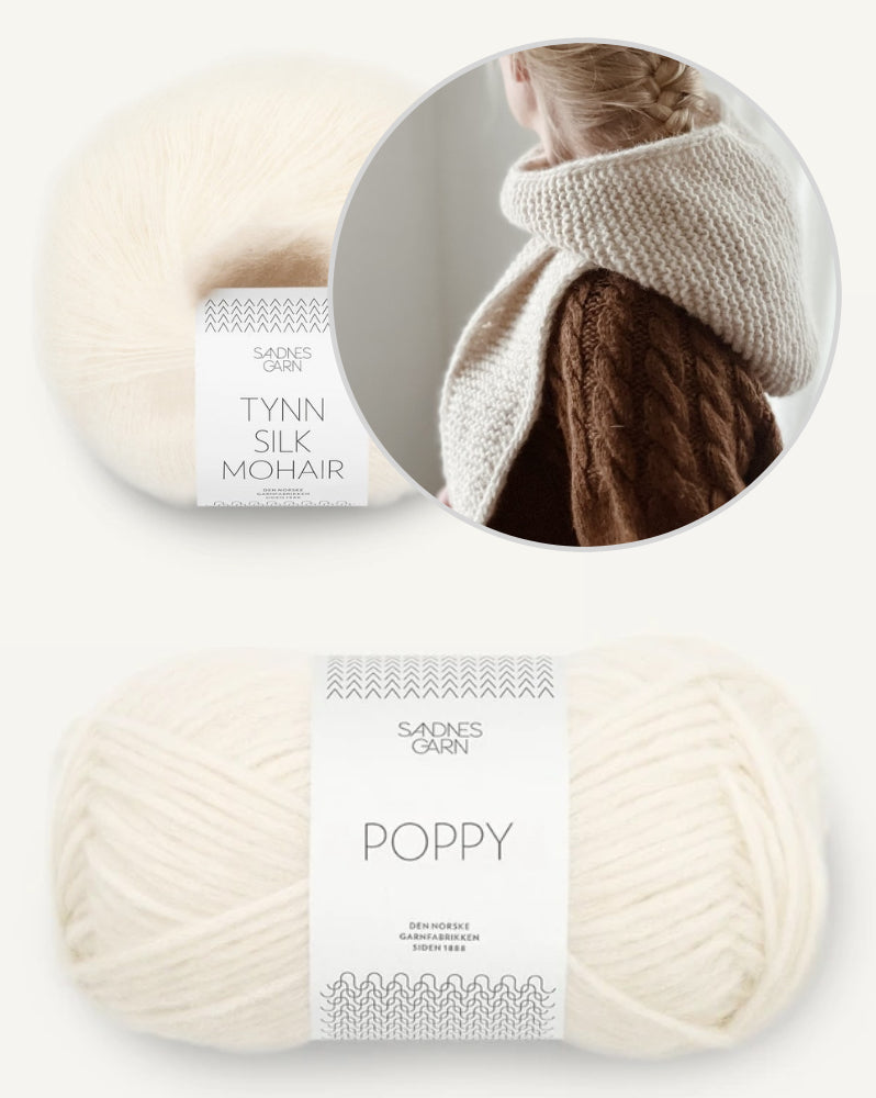 Holly Scarf | Kapuzenschal aus Poppy und Tynn Silk Mohair von Sandnes Garn