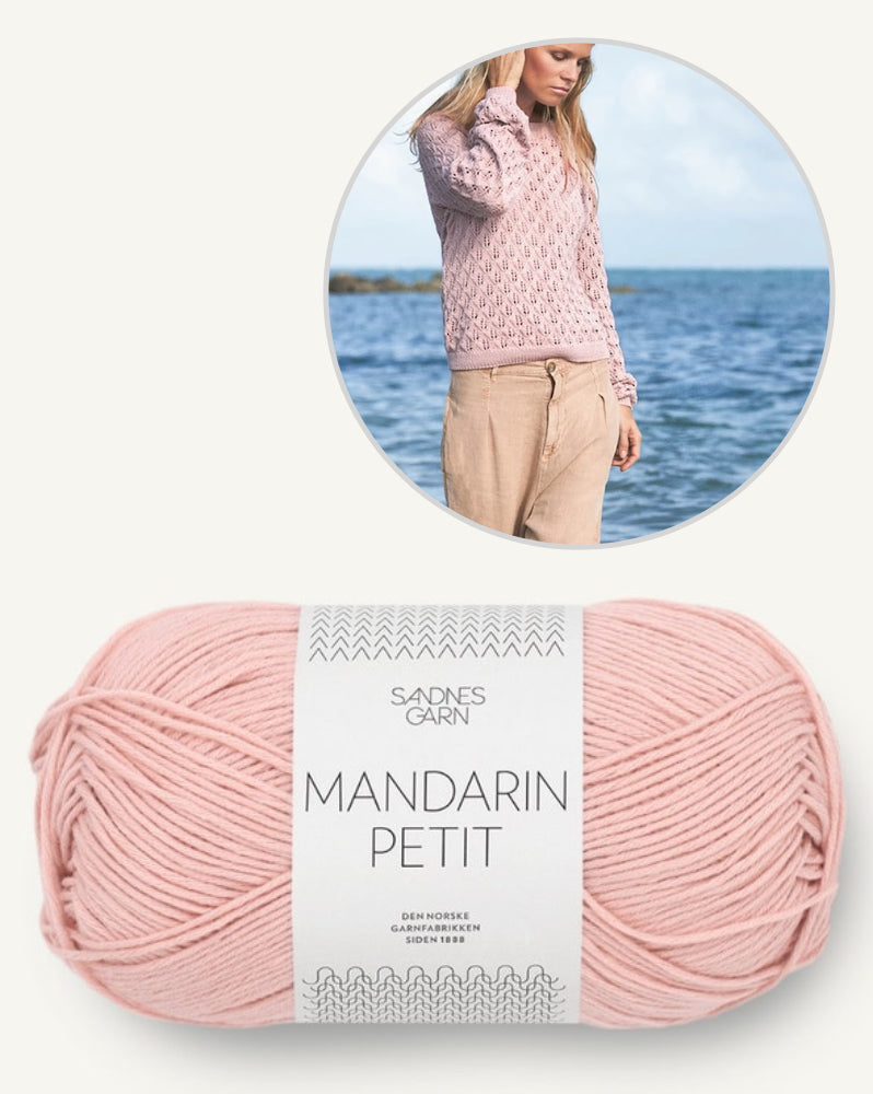Laubpullover | zartes Blattmuster aus Mandarin Petit von Sandnes Garn