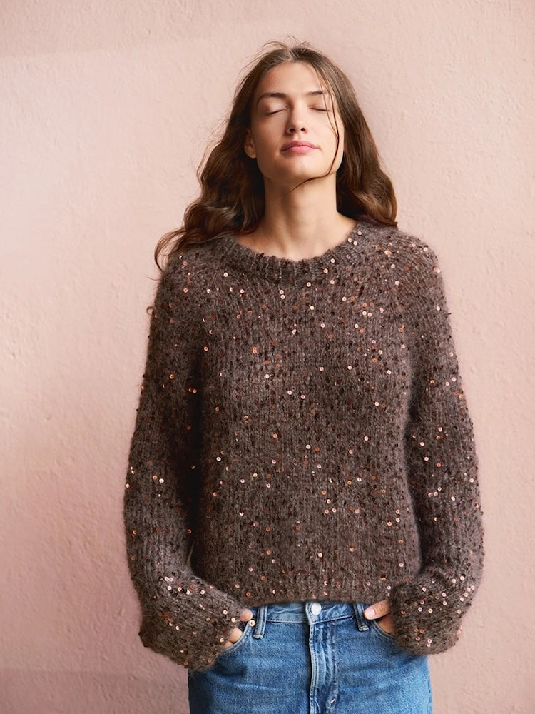 Rookie Sweater | für festliche Glitzermomente aus Paljett und Ballerina Chunky Mohair von Sandnes Garn
