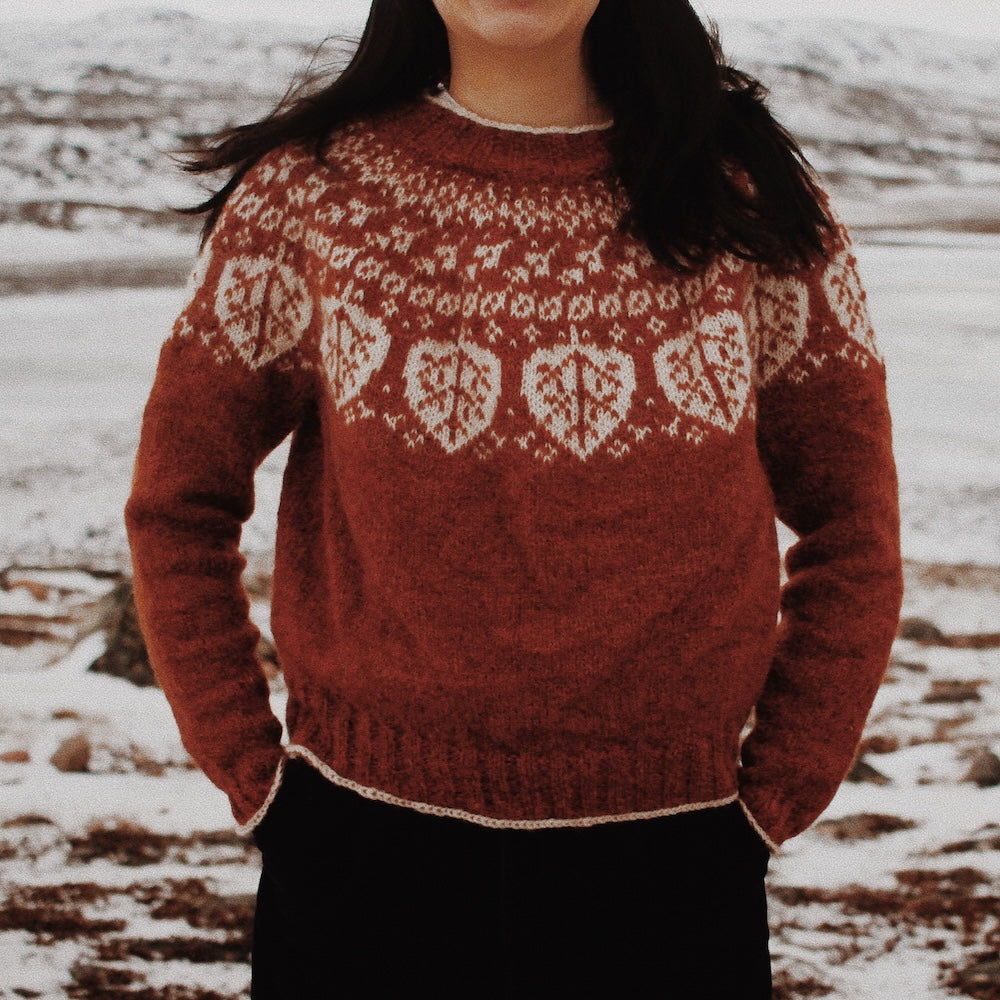 Woodfrost Sweater | tanzende Blätter aus Plötulopi von Lopi Island
