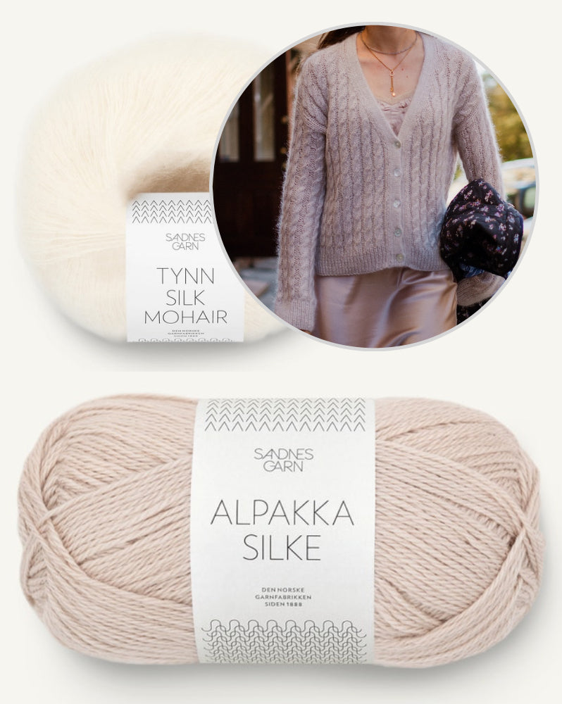 Sophisticable Cardigan | lässig elegantes Zopfmuster aus Alpakka Silke und Tynn Silk Mohair von Sandnes Garn