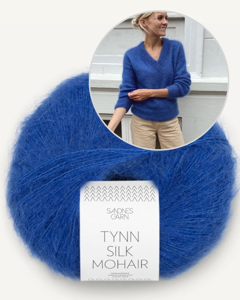 PetiteKnit Stockholm Sweater V-Neck mit Tynn silk Mohair von Sandnes Garn 9