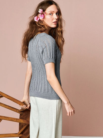 Lavendel Shirt | luftige Streifen aus Mandarin Petit von Sandnes Garn