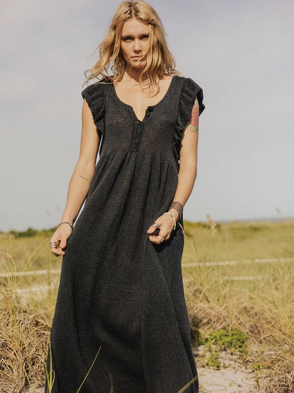 Lola Dress | Maxikleid mit Rüschenärmeln aus Line von Sandnes Garn