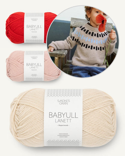 Cole Sweater Kids | einfaches Farbmuster aus Babyull Lanett von Sandnes Garn