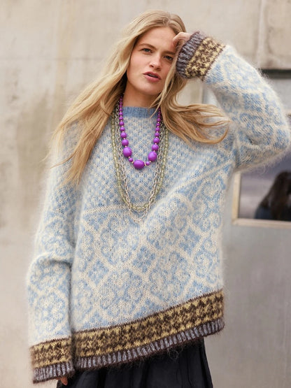 Rose | kohev Norwegeri kampsun Ballerina Chunky Mohair lõngast, tootja Sandnes Garn