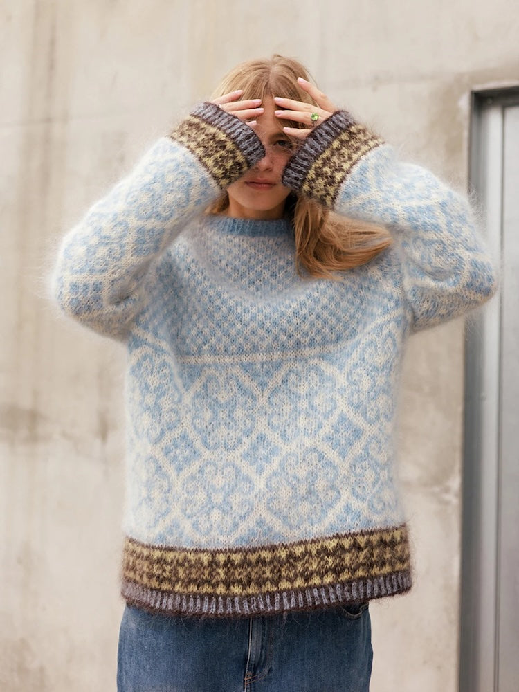 Rose | kohev Norwegeri kampsun Ballerina Chunky Mohair lõngast, tootja Sandnes Garn