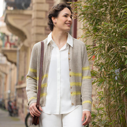 Sunline Cardigan | teksturerede sommerstriber i Linen Bloom fra Pascuali