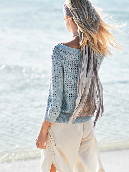 Raglannetz Pullover | perfekter Strandpullover aus Tynn Line von Sandnes Garn