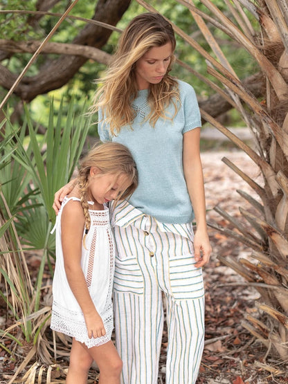 Schleifen Shirt | zartes Lochmuster aus Mandarin Petit von Sandnes Garn