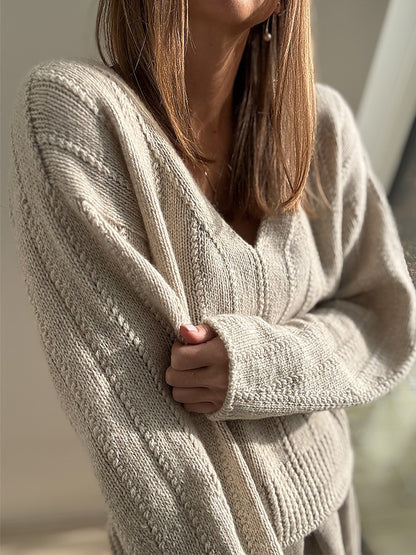 Flow Loop V-Neck | lässige Strukturmusterstreifen aus Yak von Lang Yarns