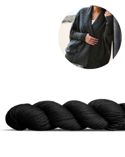 Strickset Rosy Green Wool Festa Cardigan schwarz