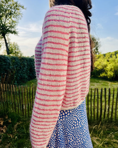 Sommerstreifen Pullover | bløde striber i Tynn Line og Tynn Silk Mohair fra Sandnes Garn