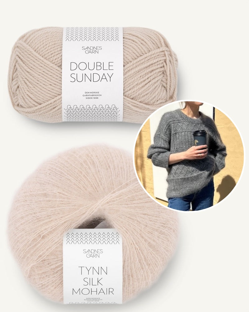 PetiteKnit Ingrid Sweater gestrickt mit Double Sunday und Tynn Silk Mohair marzipan
