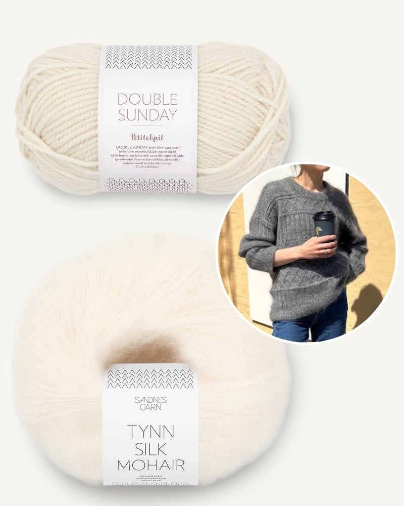 PetiteKnit Ingrid Sweater gestrickt mit Double Sunday und Tynn Silk Mohair whipped cream