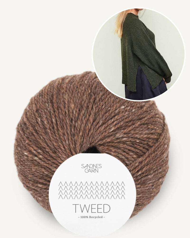 Sandnes Garn Kelly Pullover gestrickt mit Tweed Recycled in braun