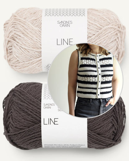 Let's Go Vest | Vest with textured-pattern stripes in Line yarn by Sandnes Garn