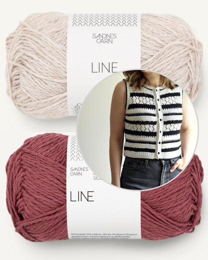 Let's Go Vest | Vest with textured-pattern stripes in Line yarn by Sandnes Garn