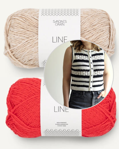 Let's Go Vest | Vest with textured-pattern stripes in Line yarn by Sandnes Garn