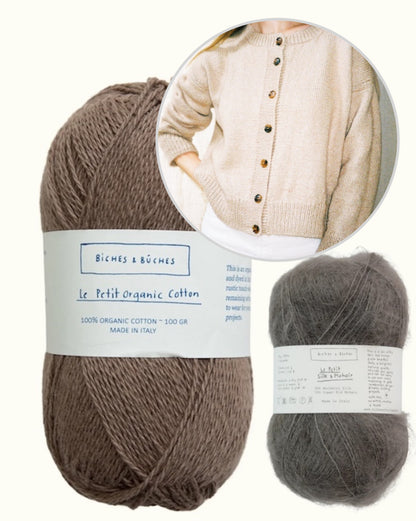 Marlo Cardigan | klassikaline ja siidise langevusega, valmistatud Biches & Bûchesi Le Petit Organic Cottonist ja Le Petit Silk & Mohair’st