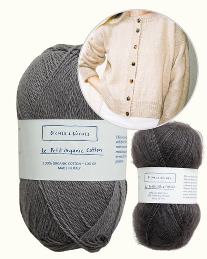 Marlo Cardigan | klassikaline ja siidise langevusega, valmistatud Biches & Bûchesi Le Petit Organic Cottonist ja Le Petit Silk & Mohair’st