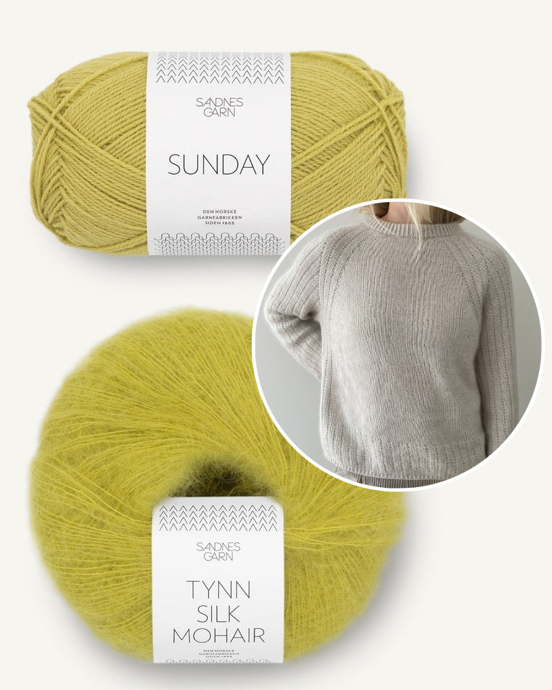 Garnpaket Mia Sweater gestrickt mit Sandnes Garn in sunny lime