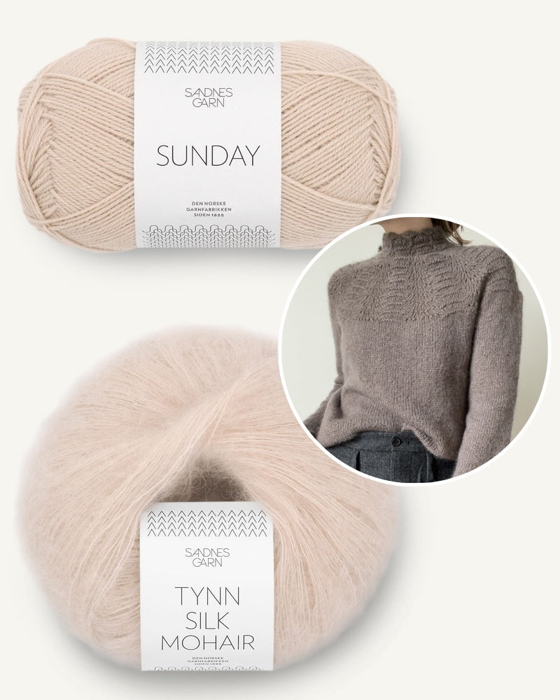 LeKnit Peacock Sweater mit Sunday und Tynn Silk Mohair von Sandnes Garn marzipan
