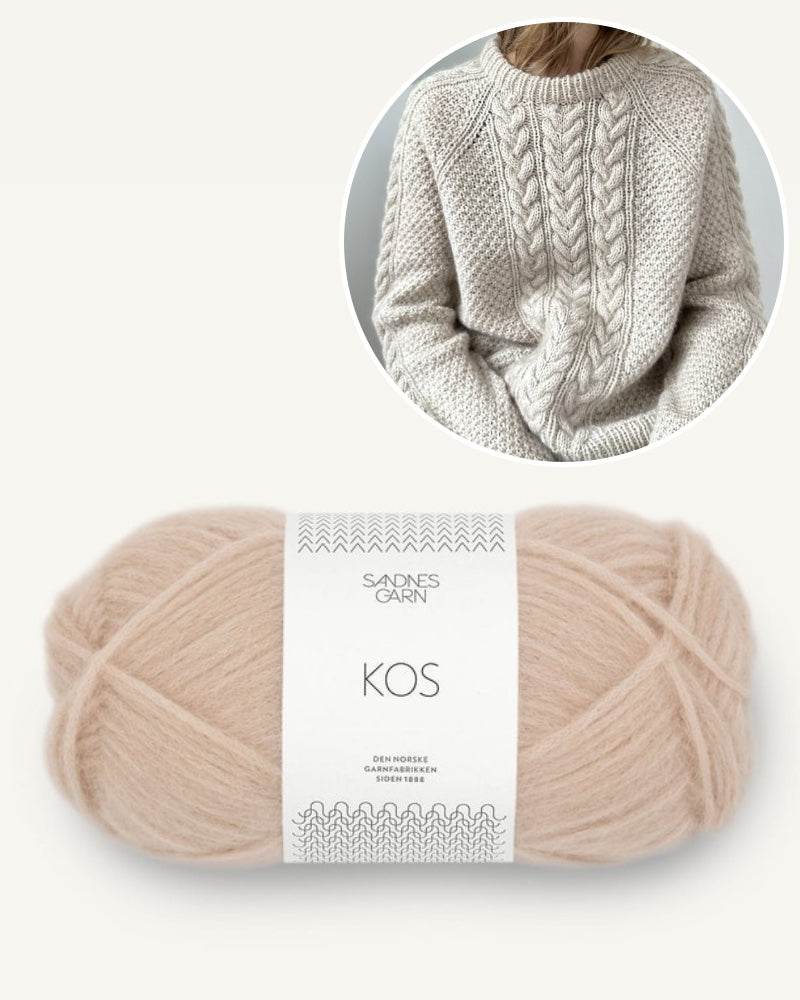 Garnpaket Siri Sweater von LeKnit gestrickt mit Sandnes KOS in beige