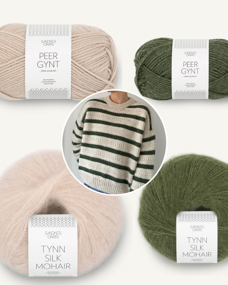 Garnpaket für den Stornosweater mit Sandnes Garn in marzipan und grün