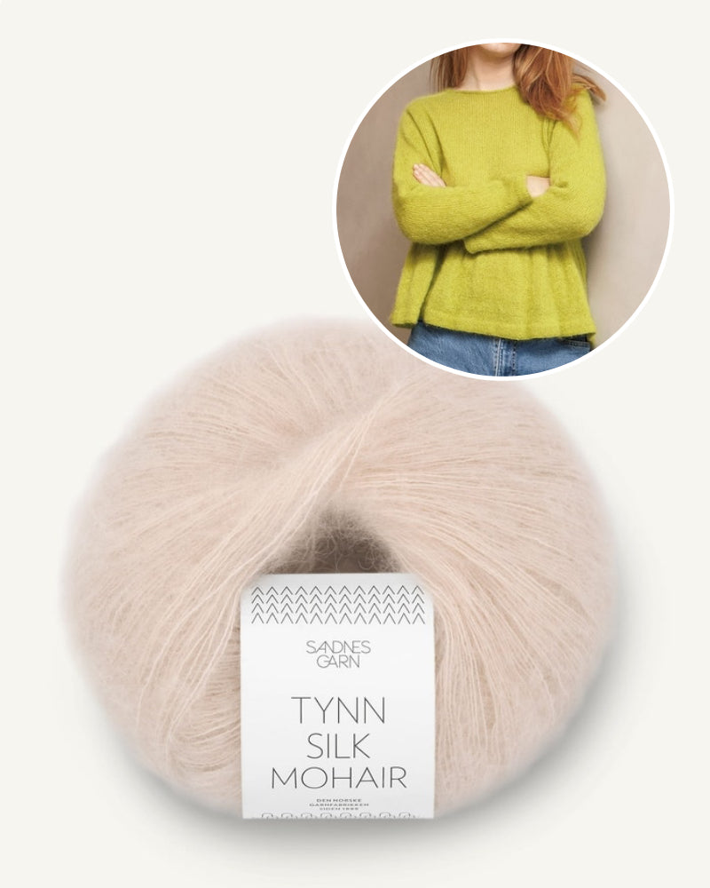 Garnpaket für die Vienna Bluse von Sandnes gestrickt mit Tynn Silk Mohair in kitt