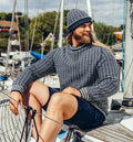 Viking Strikk Modellbild Herrnpullover maritim mit blau weißem Muster
