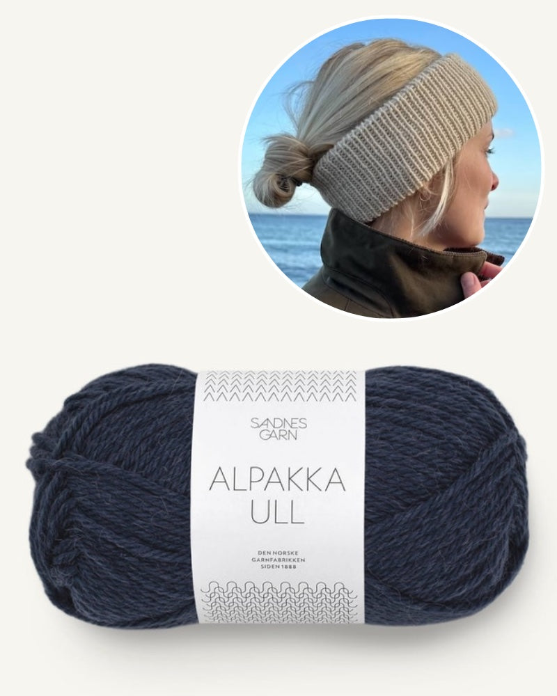 Petiteknit Weekend Stirnband mit Alpakka Ull von Sandnes Garn mitternachtsblau