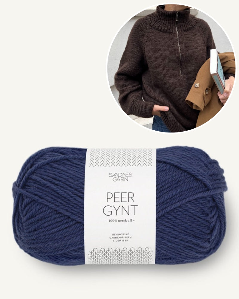 PetiteKnit Zipper Sweater Light aus Peer Gynt dunkelblau