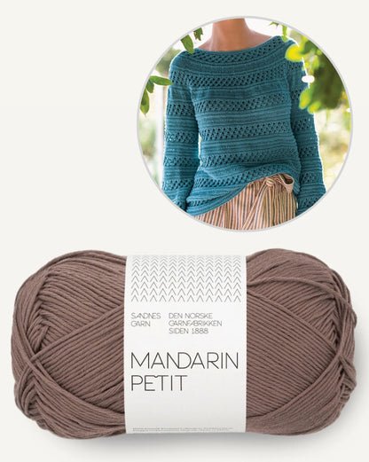 Schilfpullover | Strukturmusterstreifen aus Mandarin Petit von Sandnes Garn