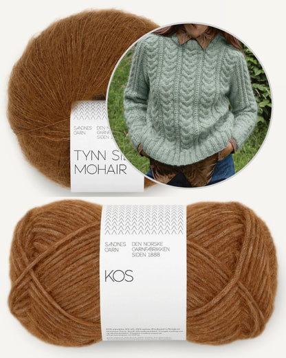 Alba Sweater | fluffy soft cable pattern made from Kos and Tynn Silk Mohair by Sandnes Garn