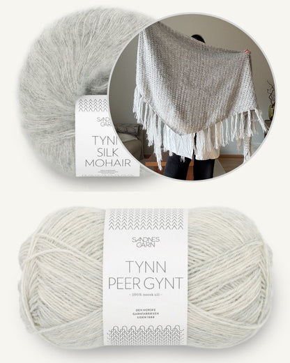Aneo Shawl | zartes Tuch mit Fransen aus Tynn Peer Gynt und Tynn Silk Mohair von Sandnes Garn