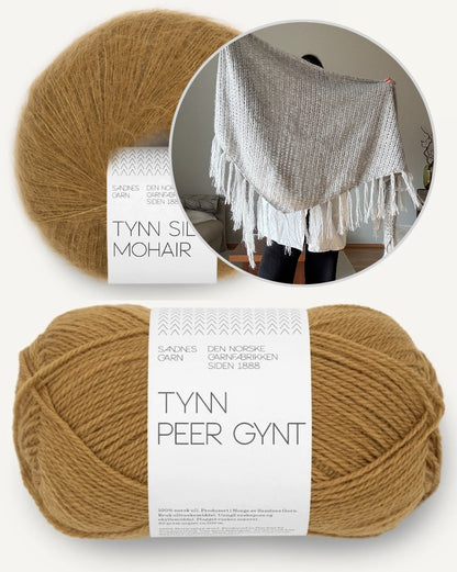 Aneo Shawl | zartes Tuch mit Fransen aus Tynn Peer Gynt und Tynn Silk Mohair von Sandnes Garn