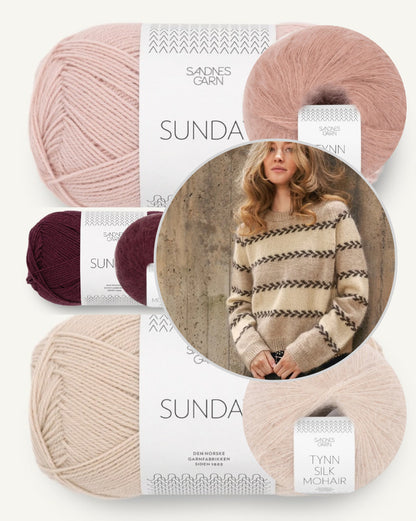 Astrid Damegenser | feine Rankenstreifen aus Sunday und Tynn Silk Moahir von Sandnes Garn
