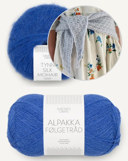 Bellis Scarf | zartes Blütenmuster aus Alpakka Folgetrad und Tynn Silk Mohair von Sandnes Garn